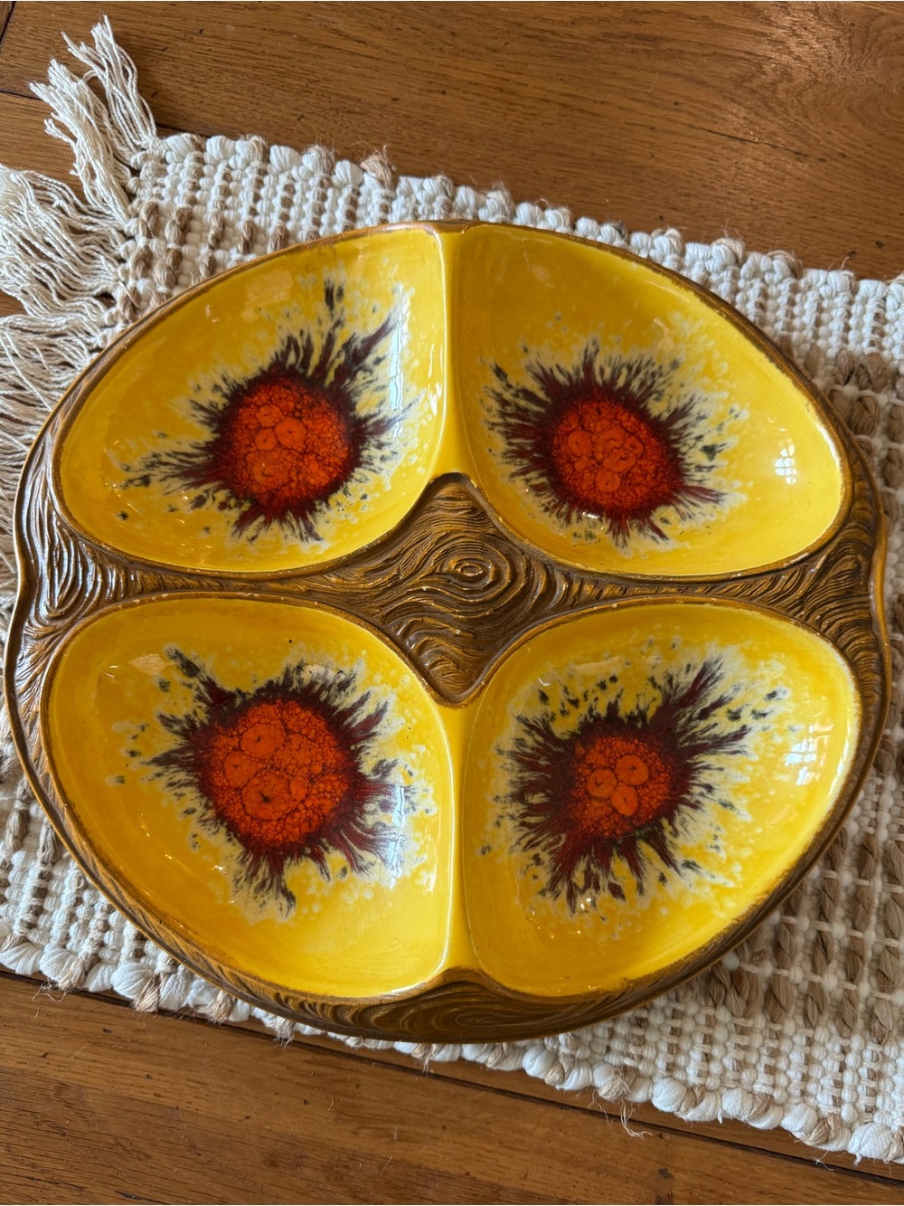 California Pottery MCM Divided Ceramic Dish